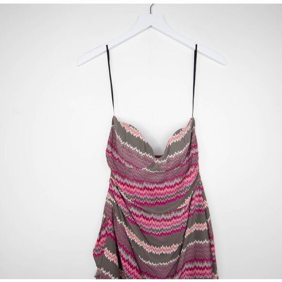 NEW Parker Sweetheart 100% Silk Mini Strapless Dress, Pink print, M - Picture 5 of 14